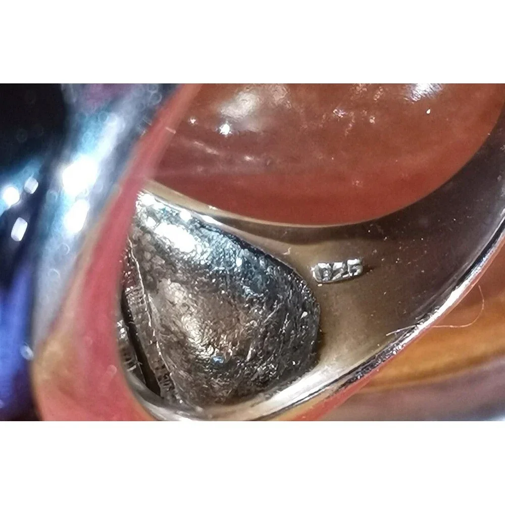 NEW Large Purple Cabochon Ring 23.7 gr. 925 Sterling Silver Size 9 - 9.5 in Box